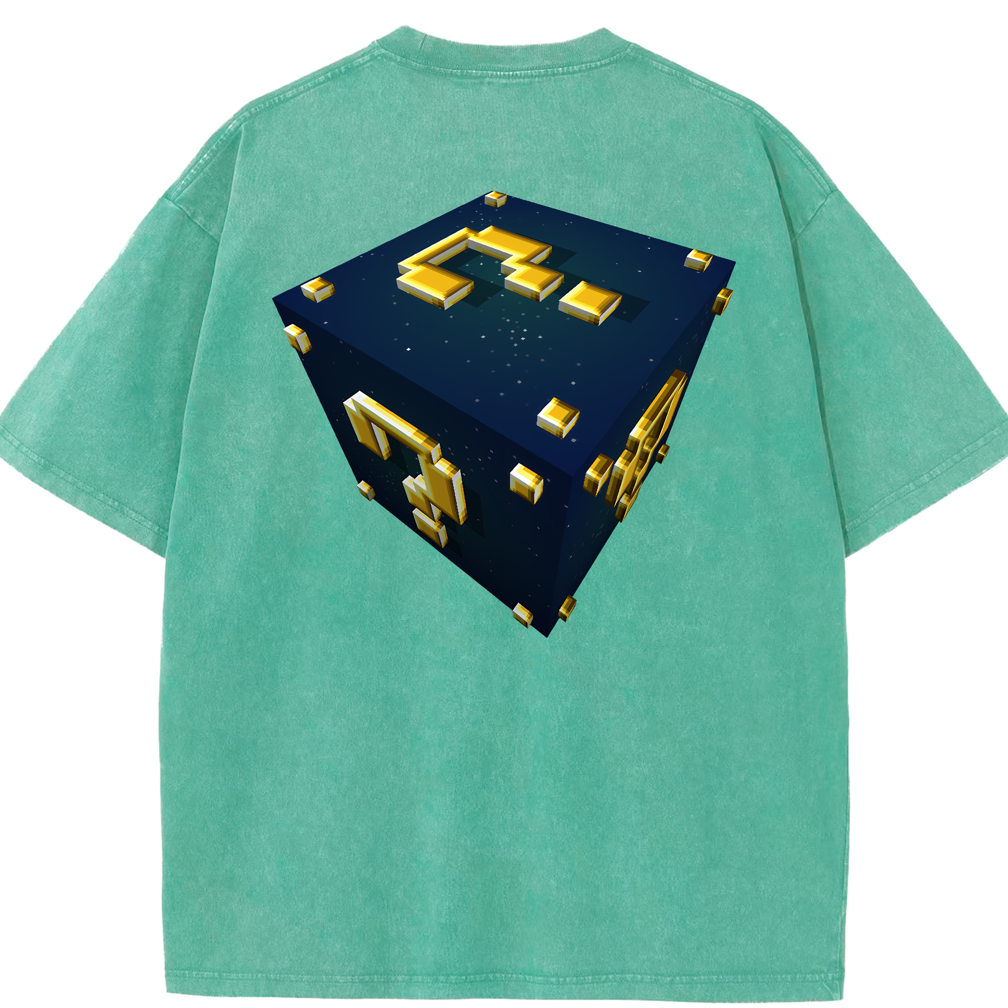 （画像用） マインクラフト ブロックの世界 Minecraft MC Block world 綿100% ヴィンテージ風 半袖Tシャツ（背面プリント）